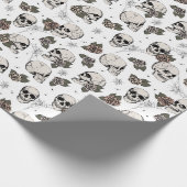 Elegante gotische schedels Halloween Dia de los Mu Cadeaupapier (Hoek)