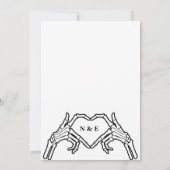 Elegante gotische skelet rode en zwarte bruiloft kaart (Achterkant)