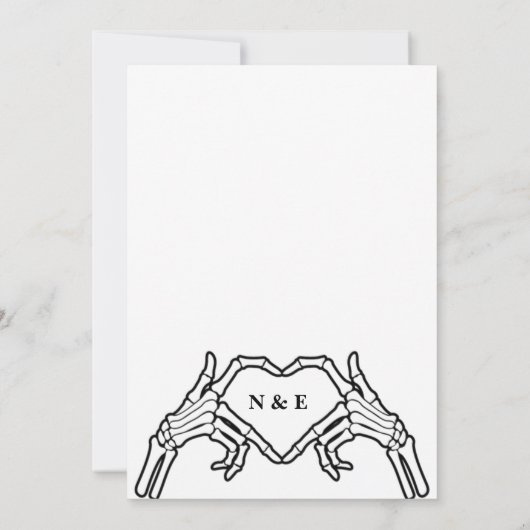 Elegante gotische skelet rode en zwarte bruiloft kaart (Achterkant)