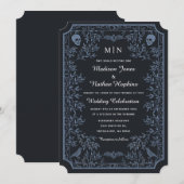 Elegante Gotische Skulls Ravens Bruiloft uitnodigi Kaart (Voorkant / Achterkant)