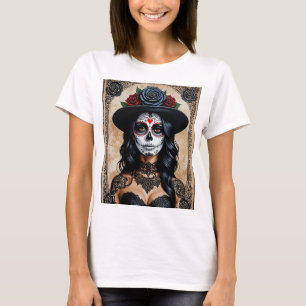 Elegante Gotische Suikerschedel Dag van het Dode T T-shirt