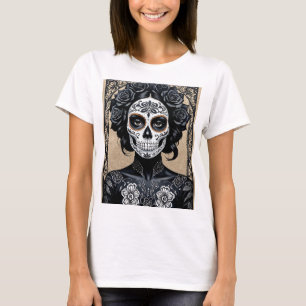 Elegante Gotische Suikerschedel Floral Art T-shirt