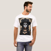 Elegante Gotische Suikerschedel T Shirt Kunst (Voorkant volledig)