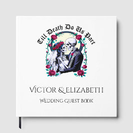 Elegante gotische 'Till Death' Skeleton Wedding Gastenboek