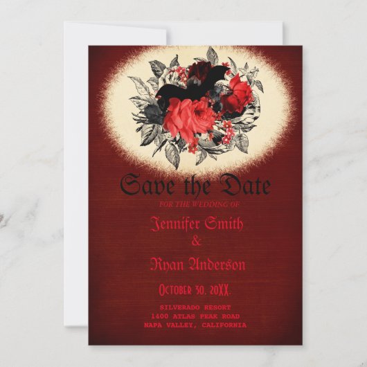 Elegante gotische trouwkaart save the date uitnodi kaart (Voorkant)