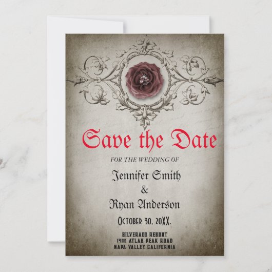 Elegante gotische trouwkaart save the date uitnodi kaart (Voorkant)