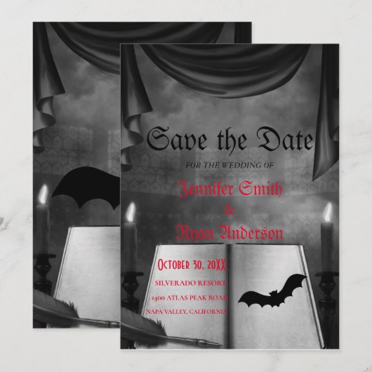 Elegante gotische trouwkaart save the date uitnodi kaart (Voorkant / Achterkant)