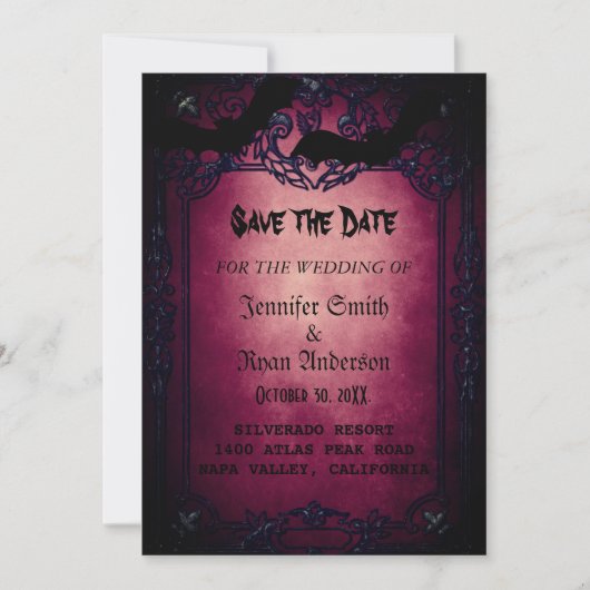 Elegante gotische trouwkaart save the date uitnodi kaart (Voorkant)