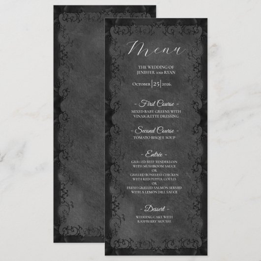 Elegante Gotische Trouwmenu Menu (Voorkant / Achterkant)