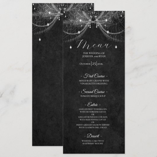 Elegante Gotische Trouwmenu Menu (Voorkant / Achterkant)