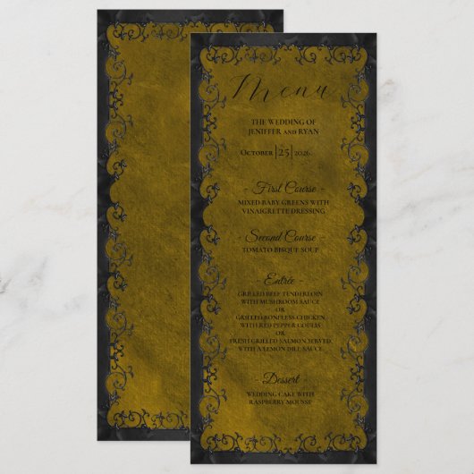 Elegante Gotische Trouwmenu Menu (Voorkant / Achterkant)