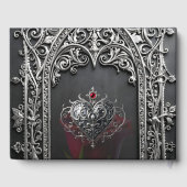 Elegante Gotische Trouwroos Frame Gastenboek (Achterkant)
