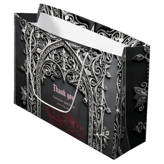 Elegante Gotische Trouwroos Frame Groot Cadeauzakje (Voorkant Gekanteld)