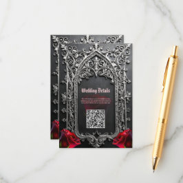 Elegante Gotische Trouwroos Frame  Informatiekaartje
