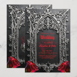 Elegante Gotische Trouwroos Frame  Kaart