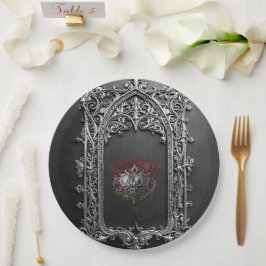 Elegante Gotische Trouwroos Frame Papieren Bordje