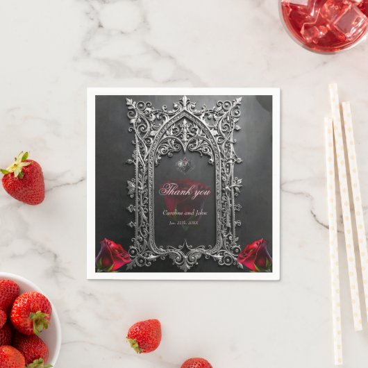 Elegante Gotische Trouwroos Frame  Servet (Insitu)