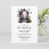 Elegante Gotische Tuin Bench Bloemen Handfasten Kaart (Staand voorkant)