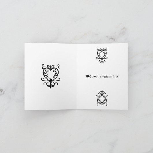 Elegante gotische victoriaanse hart in het blauw H Kaart (Binnen)