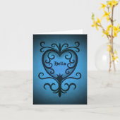 Elegante gotische victoriaanse hart in het blauw H Kaart (Gele Bloem)