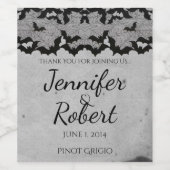 Elegante Gotische Vleermuis Kant Bruiloft Wijn Eti Wijn Etiket (Enkel label)