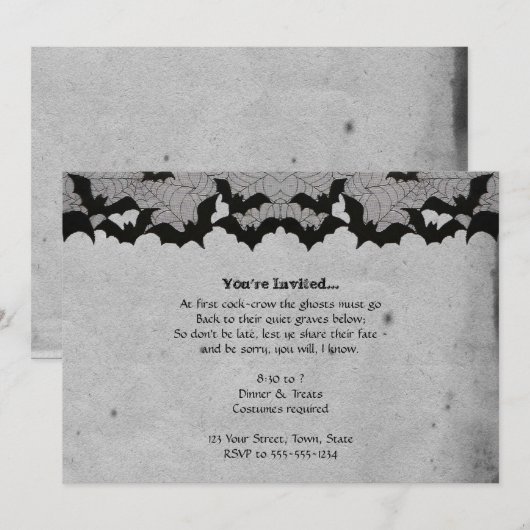 Elegante Gotische Vleermuis Kant Halloween Party Kaart (Voorkant / Achterkant)