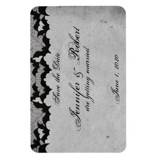 Elegante Gotische Vleermuis Kant Posh Bruiloft Sav Magneet (Verticaal)