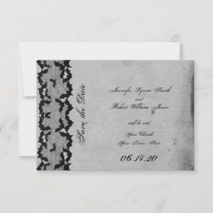 Elegante Gotische Vleermuis Kant Posh Bruiloft Sav Save The Date