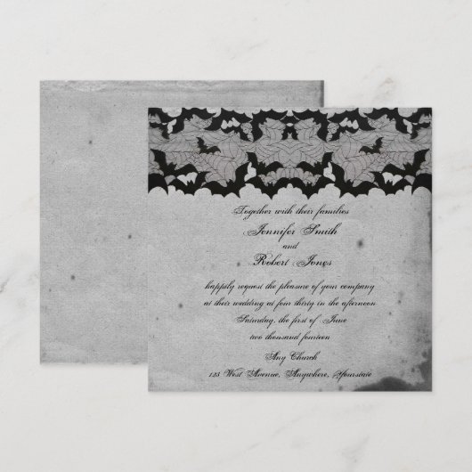 Elegante Gotische Vleermuis Kant Posh Bruiloft Uit Kaart (Voorkant / Achterkant)