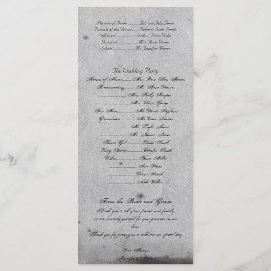 Elegante Gotische Vleermuis Kant Posh Huwelijkspro Programmakaart (Achterkant)