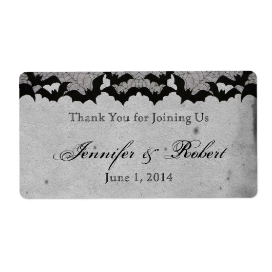 Elegante Gotische Vleermuis Kant Posh Water Fles L Etiket (Voorkant)