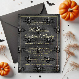 Elegante Gotische Vleermuizen Halloween Cocktailpa Folie Uitnodiging