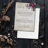 Elegante Gotische Waterverf Bloemen bruiloft Detai Informatiekaartje