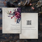 Elegante Gotische Waterverf Bloemen QR Code Bruilo Kaart