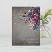 Elegante Gotische Waterverf Bloemenbruiloft Kaart (Staand voorkant)