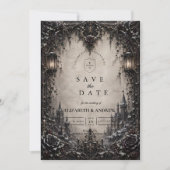 Elegante Gotische Winterhuwelijk Save The Date (Voorkant)