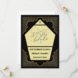 Elegante gotische zwart en gouden save the date Ka