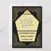 Elegante gotische zwart en gouden save the date Ka (Voorkant)