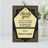 Elegante Gotische Zwart & Goud bruiloft Dank u kaa Bedankkaart