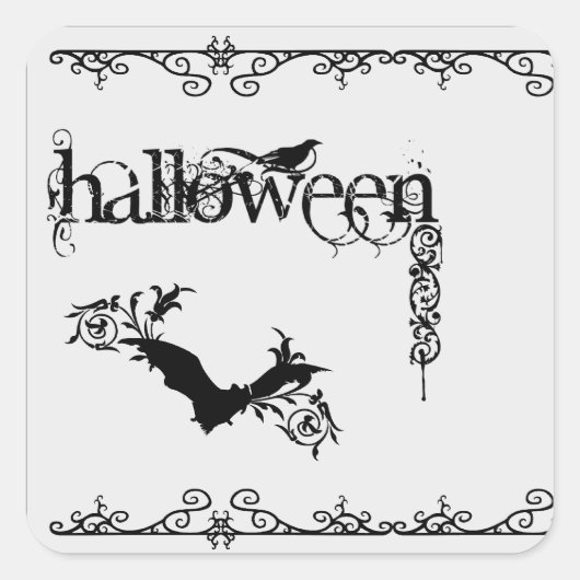Elegante Gotische Zwart-Wit Halloween Stickers (Voorkant)