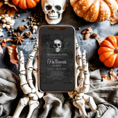 Elegante Gotische Zwarte Bloemen Schedel Halloween Kaart