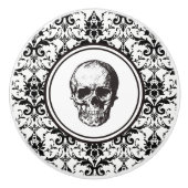 Elegante  gotische zwarte Damask Skull Keramische Knop (Voorkant)