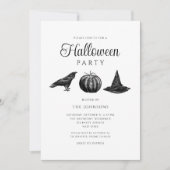Elegante gotische zwarte pompoen Halloween Kaart (Voorkant)
