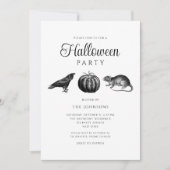 Elegante gotische zwarte pompoen Halloween Kaart (Voorkant)