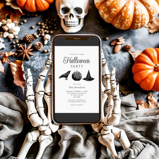 Elegante gotische zwarte pompoen Halloween Kaart