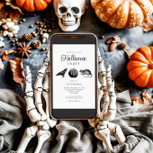 Elegante gotische zwarte pompoen Halloween Kaart