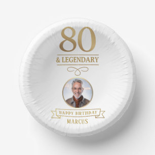 Elegante Goud 80ste & Legendarische Verjaardag Papieren Kommen