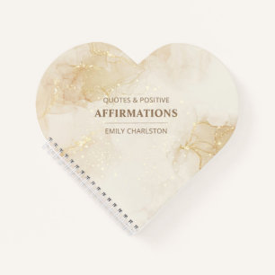 Elegante Goud Beige Aquarel Hartvorm Spiraal Notitieboek