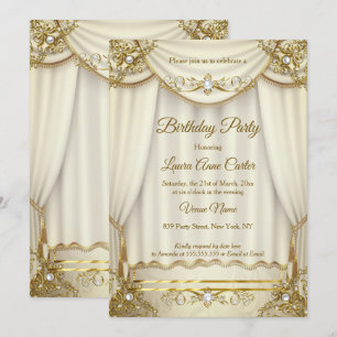 Elegante goud beige crème parel gordijnen feestje kaart