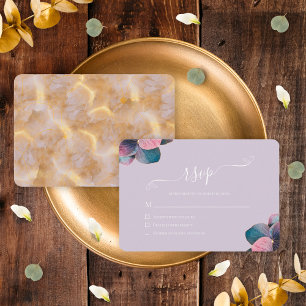 Elegante Goud Blauwe Lavendel Paarse Hortensia's RSVP Kaartje